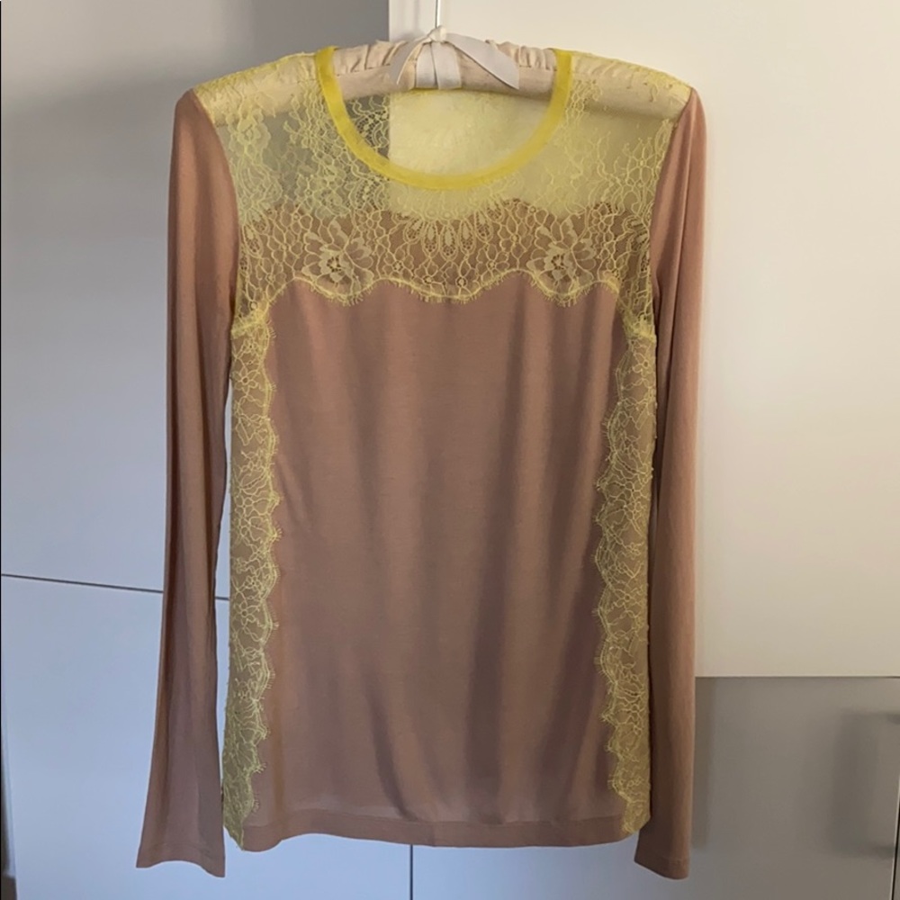 BCBG Modal Lace Trimmed Top
